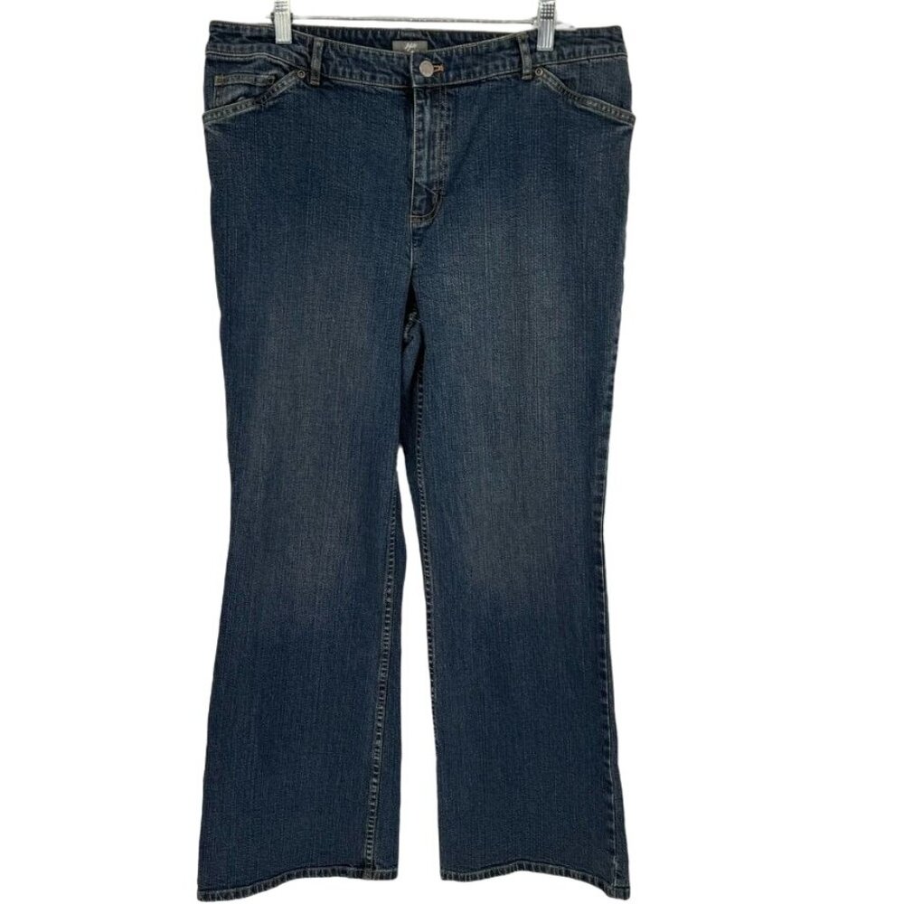 J. Jill Stretch Bootcut Jeans Size 16 Cotton & Spandex pockets med wash